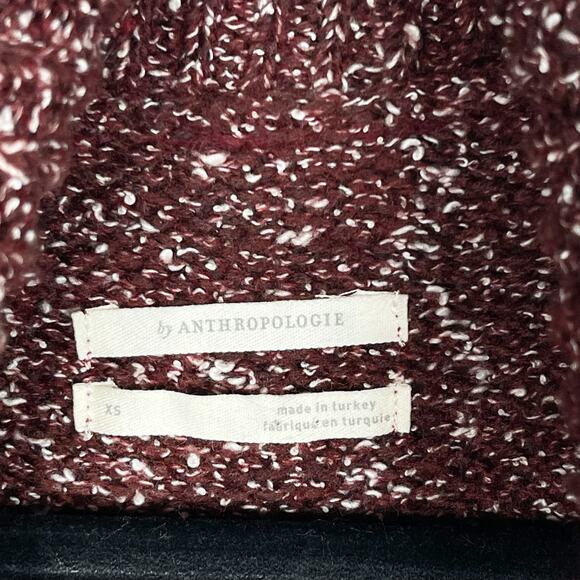 Anthropologie XS Bordeaux Red Flowy Maxi Tunic Sweater Turtleneck Sleeveless - Picture 9 of 15